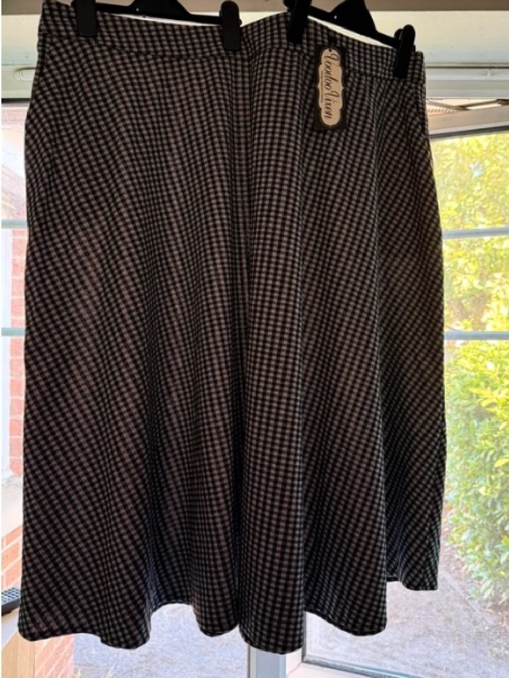 Black & White Gingham Midi Skirt